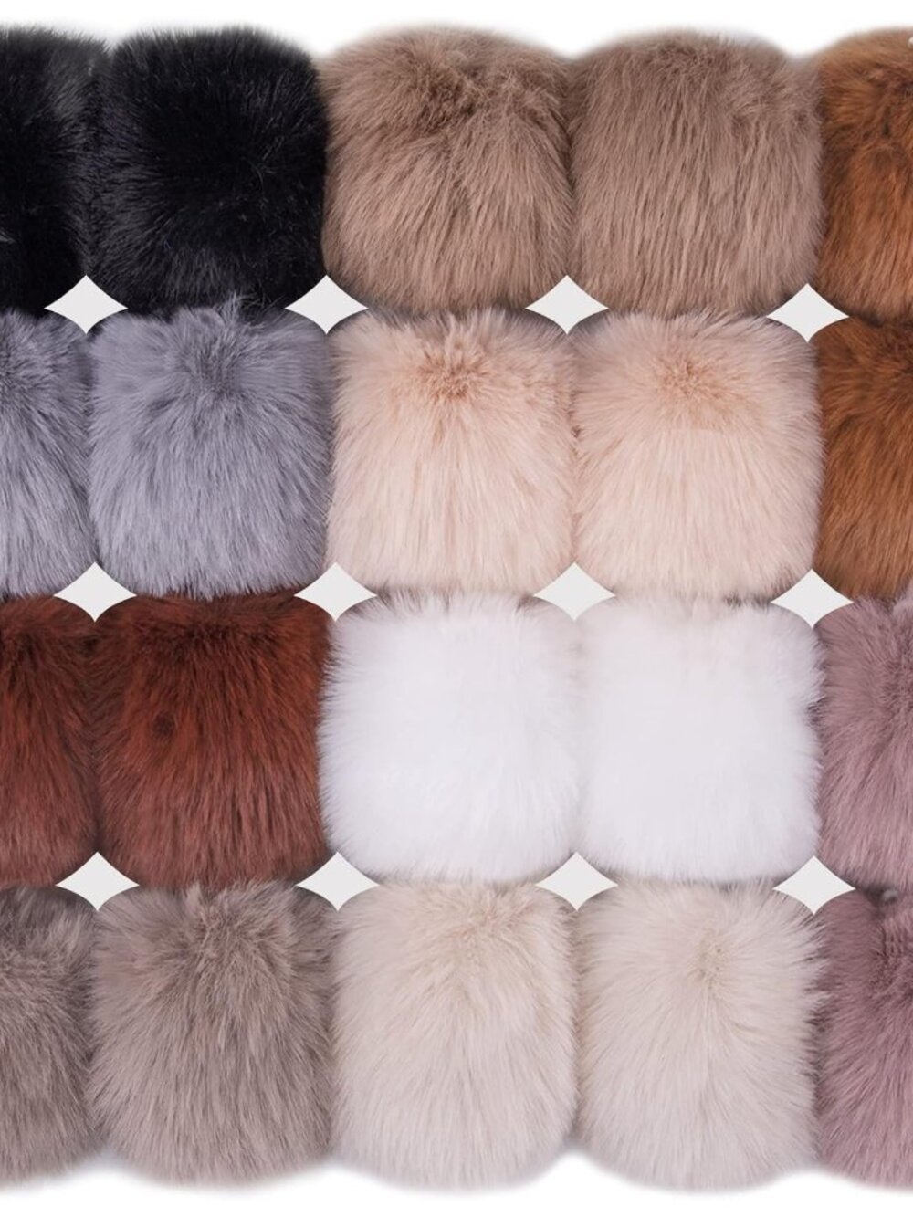 20 Pcs Faux Fur Pom Poms DIY Hat Pompom with Elastic Loop Soft Color